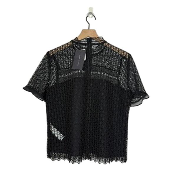 Zara Black Lace Ruffle Blouse Top Wmns L Whimsygoth Lace Dark Academia Twee NWT - Picture 2 of 8